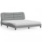 Preview: ARDEBO.de - Bett mit Matratze Hellgrau 180x200 cm Stoff