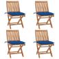 Preview: ARDEBO.de - Klappbare Gartenstühle mit Kissen 4 Stk. Massivholz Teak