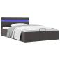 Preview: Bett mit Bettkasten Hydraulisch LED Dunkelgrau Stoff 120x200 cm 