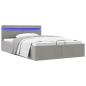 Preview: Bett mit Bettkasten Hydraulisch LED Hellgrau Stoff 120x200 cm 
