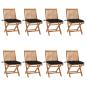 Preview: ARDEBO.de - Klappbare Gartenstühle mit Kissen 8 Stk. Massivholz Teak
