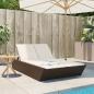 Preview: ARDEBO.de - Doppel-Sonnenliege mit Auflagen Braun Poly Rattan