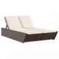 Preview: Doppel-Sonnenliege mit Auflagen Braun Poly Rattan