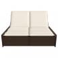 Preview: Doppel-Sonnenliege mit Auflagen Braun Poly Rattan