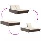 Preview: Doppel-Sonnenliege mit Auflagen Braun Poly Rattan