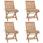 Preview: ARDEBO.de - Klappbare Gartenstühle mit Kissen 4 Stk. Massivholz Teak