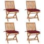 Preview: ARDEBO.de - Klappbare Gartenstühle mit Kissen 4 Stk. Massivholz Teak