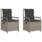 Preview: Gartensessel 2 Stk. Verstellbar Hellgrau Poly Rattan