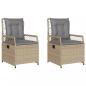 Preview: Gartensessel 2 Stk. Verstellbar Beige Poly Rattan