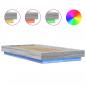 Preview: Bettgestell mit LED Grau Sonoma 100x200 cm Holzwerkstoff