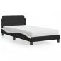 Preview: ARDEBO.de - Bett mit Matratze Schwarz und Weiß 100x200 cm Kunstleder