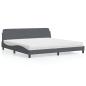 Preview: ARDEBO.de - Bett mit Matratze Dunkelgrau 200x200 cm Samt