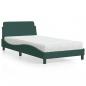 Preview: ARDEBO.de - Bett mit Matratze Dunkelgrün 100x200 cm Samt