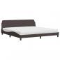 Preview: ARDEBO.de - Bett mit Matratze Dunkelbraun 200x200 cm Stoff