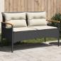 Preview: ARDEBO.de - Gartenbank mit Kissen 116x62,5x74 cm Schwarz Poly Rattan