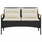 Preview: Gartenbank mit Kissen 116x62,5x74 cm Schwarz Poly Rattan