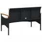 Preview: Gartenbank mit Kissen 116x62,5x74 cm Schwarz Poly Rattan