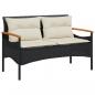 Preview: 4-tlg. Garten-Sofagarnitur mit Kissen Schwarz Poly Rattan