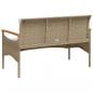 Preview: Gartenbank mit Kissen 116x62,5x74 cm Beige Poly Rattan