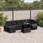 Preview: ARDEBO.de - 8-tlg. Garten-Sofagarnitur mit Kissen Schwarz Poly Rattan