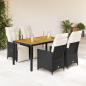 Preview: ARDEBO.de - 5-tlg. Garten-Essgruppe mit Kissen Schwarz Poly Rattan