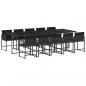 Preview: 11-tlg. Garten-Essgruppe mit Kissen Schwarz Poly Rattan
