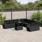 Preview: ARDEBO.de - 11-tlg. Garten-Sofagarnitur mit Kissen Schwarz Poly Rattan