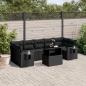 Preview: ARDEBO.de - 8-tlg. Garten-Sofagarnitur mit Kissen Schwarz Poly Rattan