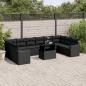 Preview: ARDEBO.de - 11-tlg. Garten-Sofagarnitur mit Kissen Schwarz Poly Rattan