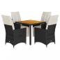 Preview: 5-tlg. Garten-Essgruppe mit Kissen Schwarz Poly Rattan