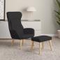 Preview: ARDEBO.de - Relaxsessel mit Hocker Schwarz Stoff