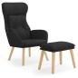 Preview: Relaxsessel mit Hocker Schwarz Stoff
