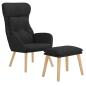 Preview: Relaxsessel mit Hocker Schwarz Stoff