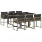 Preview: 7-tlg. Garten-Essgruppe mit Kissen Grau Poly Rattan