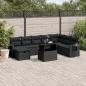 Preview: ARDEBO.de - 9-tlg. Garten-Sofagarnitur mit Kissen Schwarz Poly Rattan