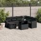 Preview: ARDEBO.de - 8-tlg. Garten-Sofagarnitur mit Kissen Schwarz Poly Rattan
