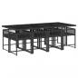 Preview: 9-tlg. Garten-Essgruppe mit Kissen Schwarz Poly Rattan