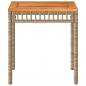 Preview: Gartentisch Beige 38x38x42 cm Poly Rattan Akazienholz