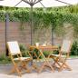Preview: ARDEBO.de - 3-tlg. Bistro-Set Cremeweiß Stoff und Massivholz