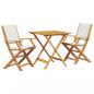 Preview: 3-tlg. Bistro-Set Cremeweiß Stoff und Massivholz