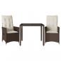 Preview: 3-tlg. Bistro-Set mit Kissen Braun Poly Rattan