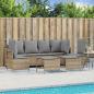 Preview: ARDEBO.de - 5-tlg. Garten-Sofagarnitur mit Kissen Beige Poly Rattan