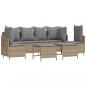 Preview: 5-tlg. Garten-Sofagarnitur mit Kissen Beige Poly Rattan