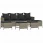 Preview: 5-tlg. Garten-Sofagarnitur mit Kissen Hellgrau Poly Rattan