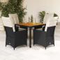 Preview: ARDEBO.de - 5-tlg. Garten-Essgruppe mit Kissen Schwarz Poly Rattan