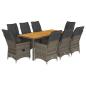 Preview: 9-tlg. Garten-Essgruppe mit Kissen Grau Poly Rattan
