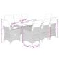 Preview: 9-tlg. Garten-Essgruppe mit Kissen Grau Poly Rattan