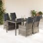 Preview: ARDEBO.de - 5-tlg. Garten-Essgruppe mit Kissen Grau Poly Rattan