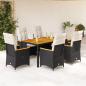 Preview: ARDEBO.de - 7-tlg. Garten-Essgruppe mit Kissen Schwarz Poly Rattan