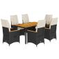 Preview: 7-tlg. Garten-Essgruppe mit Kissen Schwarz Poly Rattan